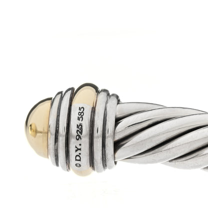 David Yurman Sterling Silver 14K Yellow Gold 10mm Cable Classics Hinged Bracelet 3 of 4