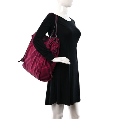 Burberry Nylon Check Small Buckleigh Packable Tote Bright Burgundy 2 of 12