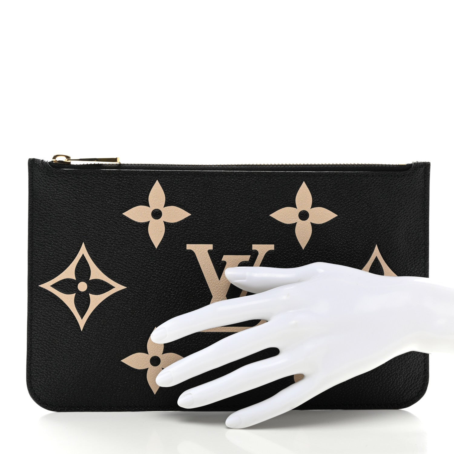 Louis Vuitton Empreinte Monogram Giant Neverfull MM Pochette Black Beige 2 of 7