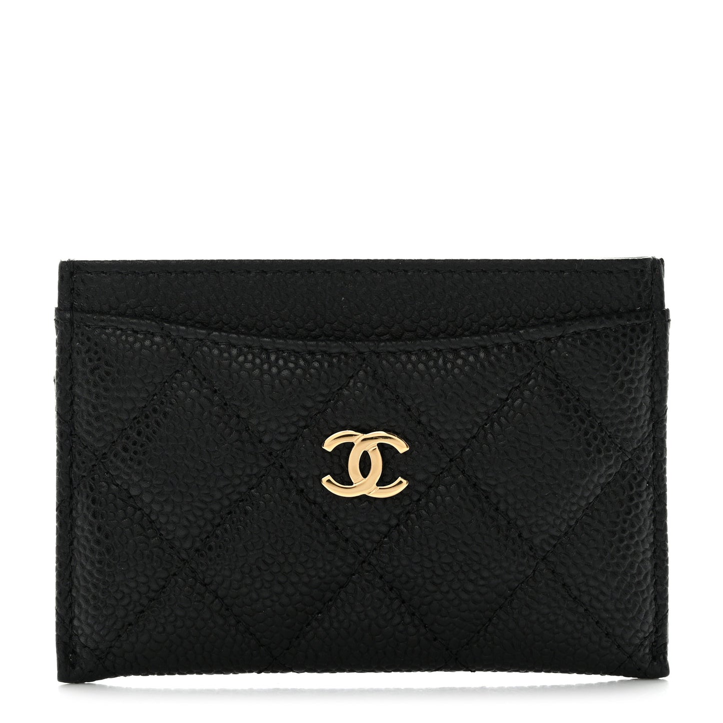 Caviar Quilted Card Holder Black
