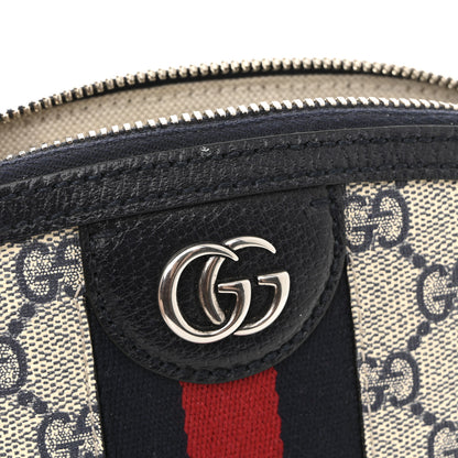 Gucci GG Supreme Monogram Textured Dollar Calfskin Web Small Ophidia Dome Shoulder Bag Beige Blue 12 of 13