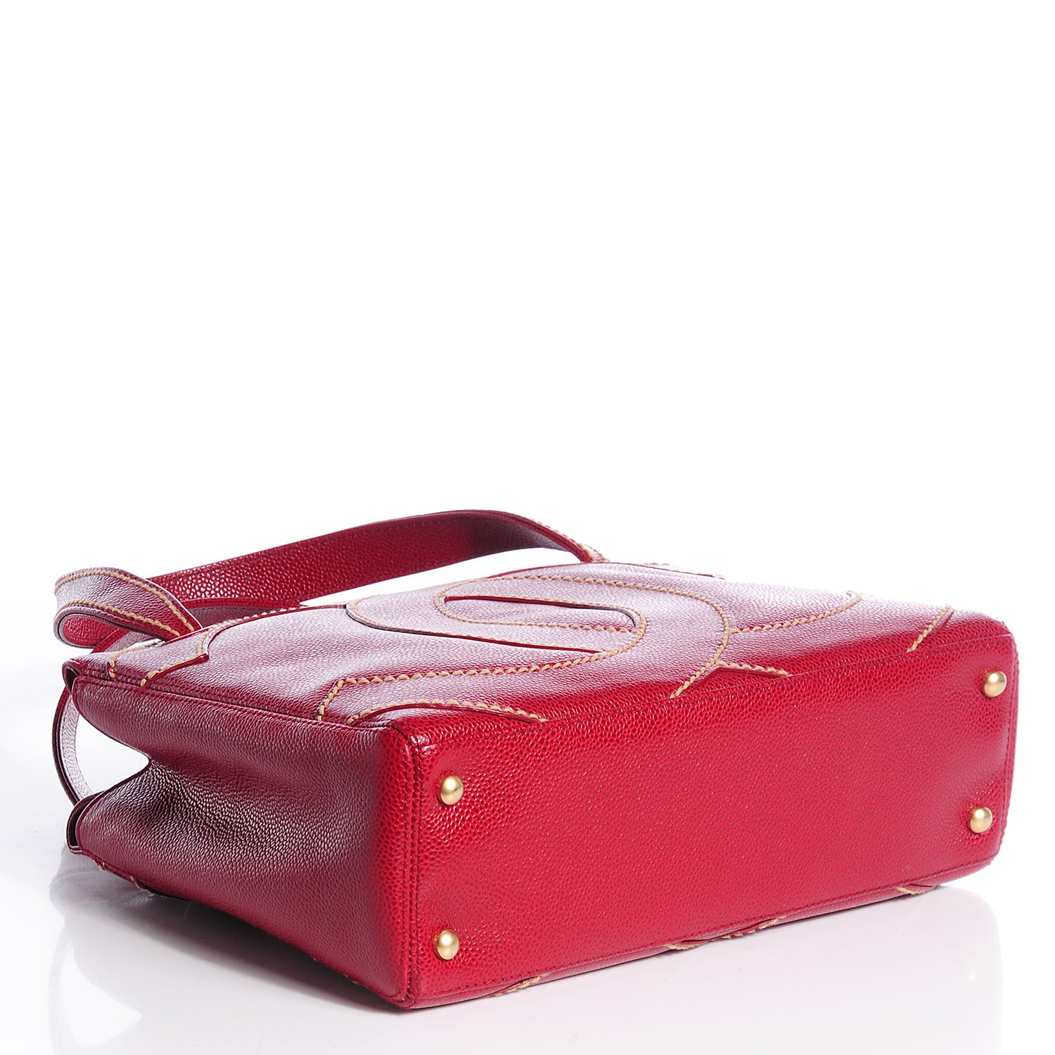 Chanel Caviar CC Stitched Tote Red 4 of 7