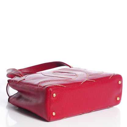 Chanel Caviar CC Stitched Tote Red 4 of 7