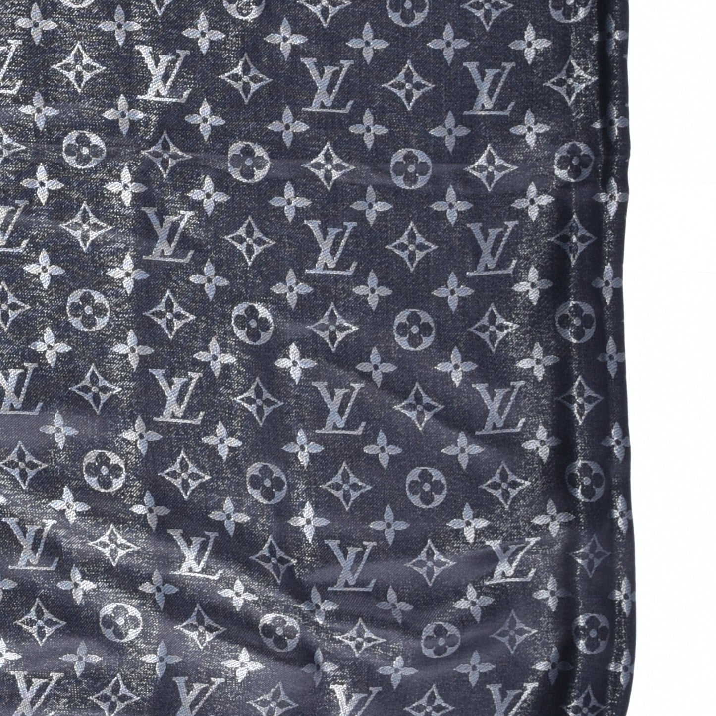 Silk Lurex Wool Monogram Shine Shawl Black