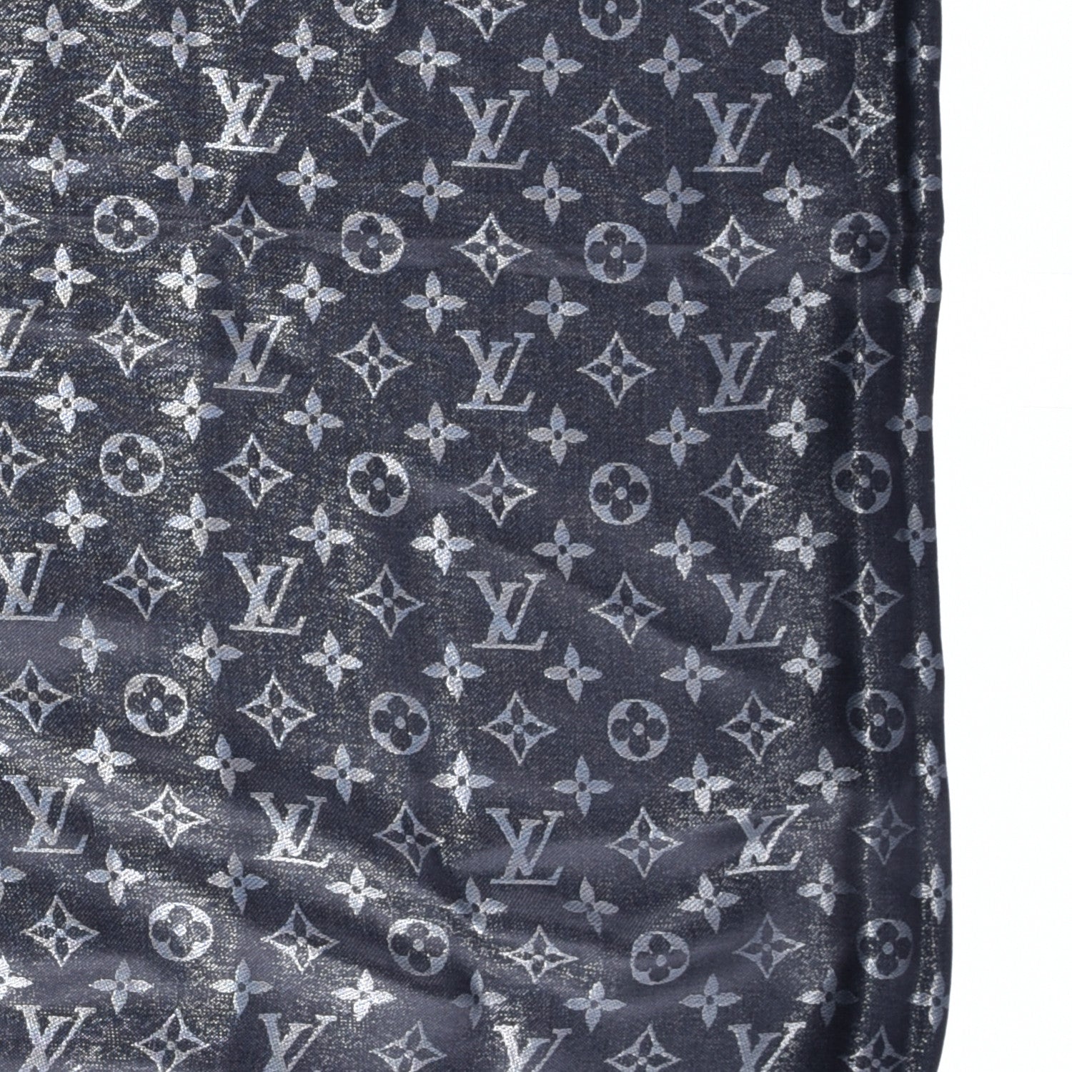 Louis Vuitton Silk Lurex Wool Monogram Shine Shawl Black 3 of 5