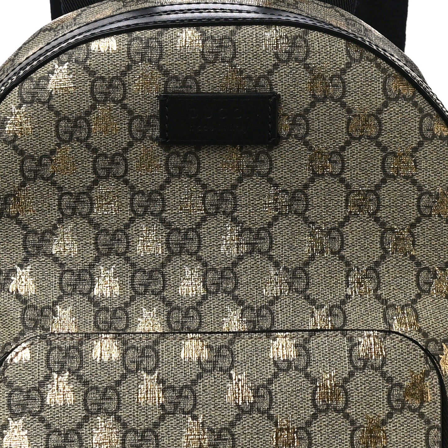 GG Supreme Monogram Bees Print Small Day Backpack Beige Oro Black