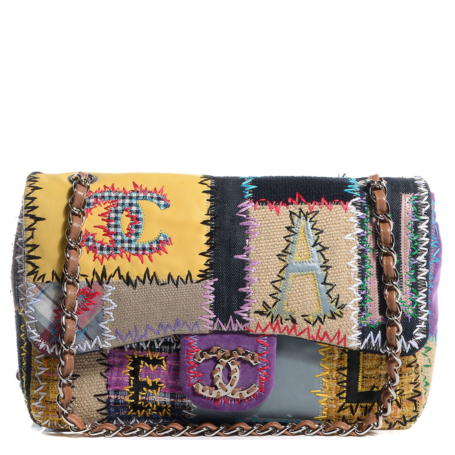 Chanel Patchwork Jumbo Flap Yellow Multicolor 1 of 7