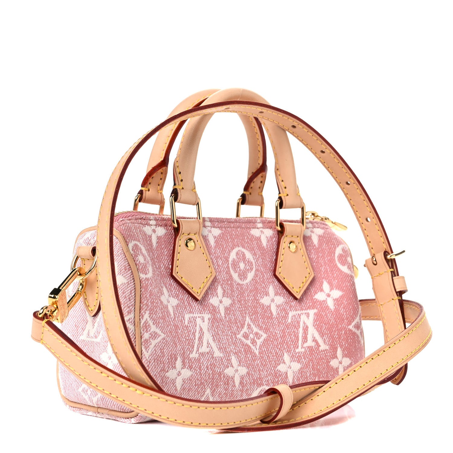 Louis Vuitton Monogram Jacquard Denim Nano Speedy Bandouliere Pink 3 of 10