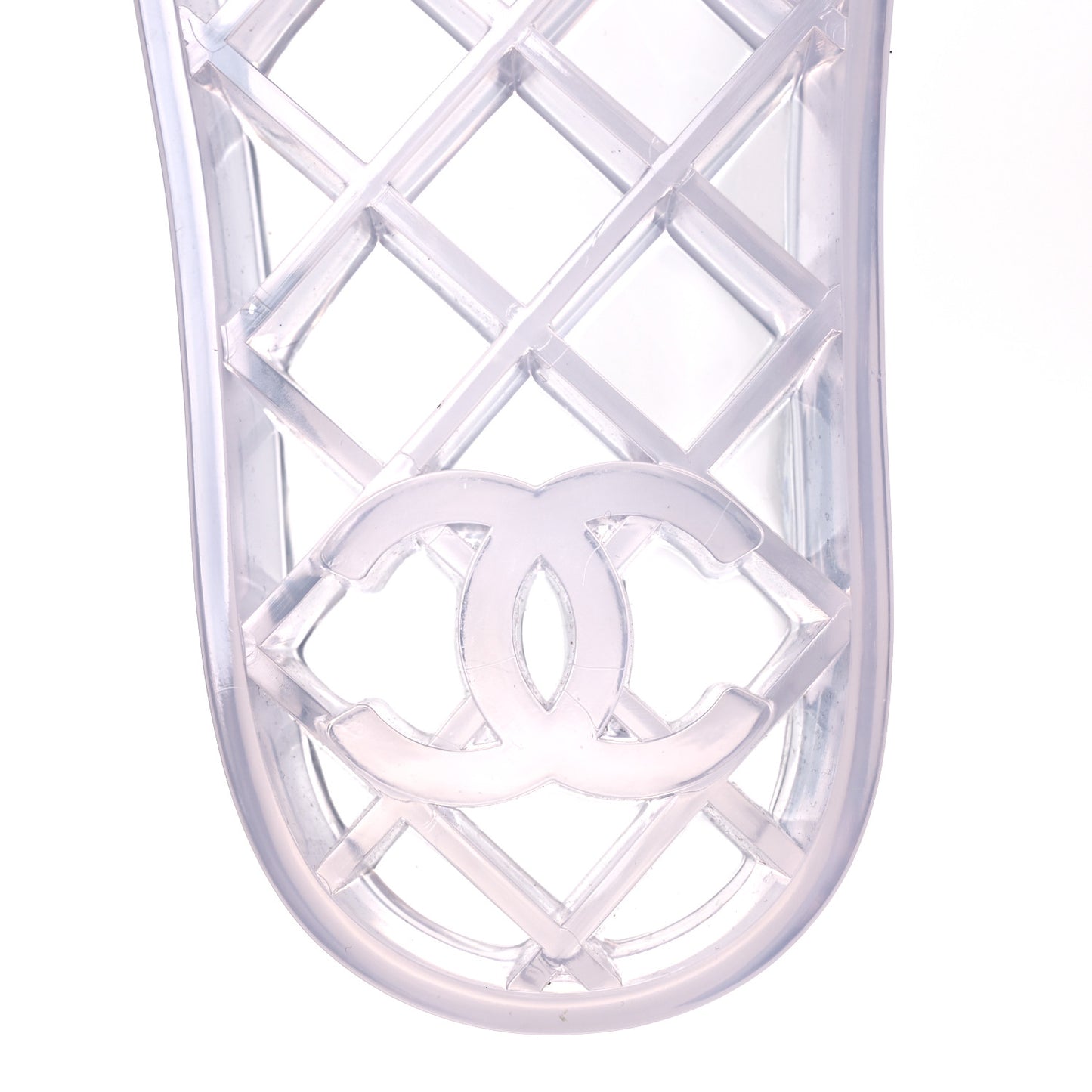 PVC Transparent CC Flat Slide Sandals 38 White