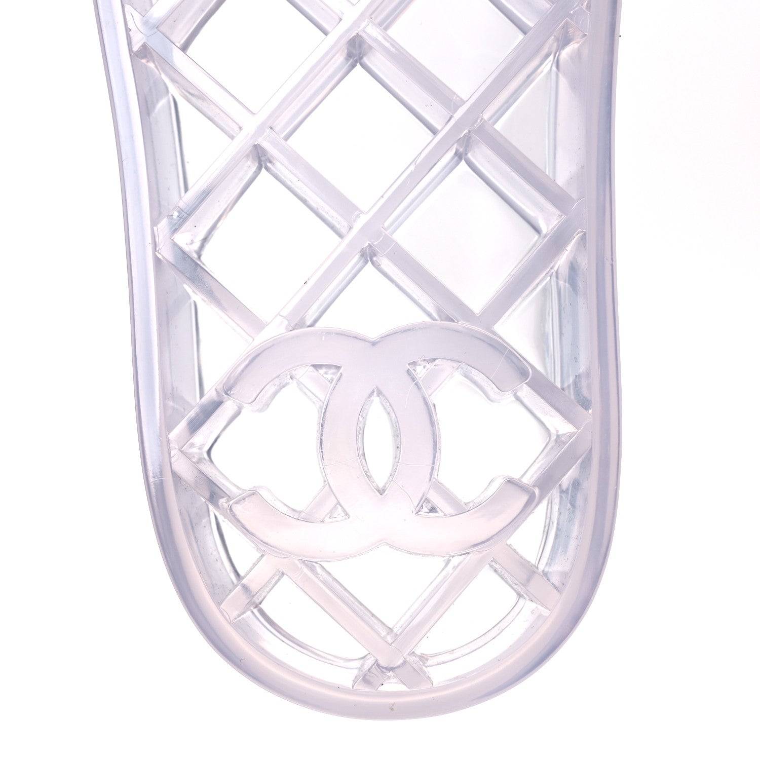 Chanel PVC Transparent CC Flat Slide Sandals 38 White 8 of 11