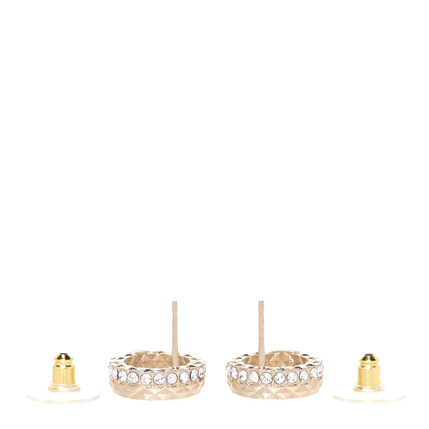 Crystal CC Round Earrings Gold