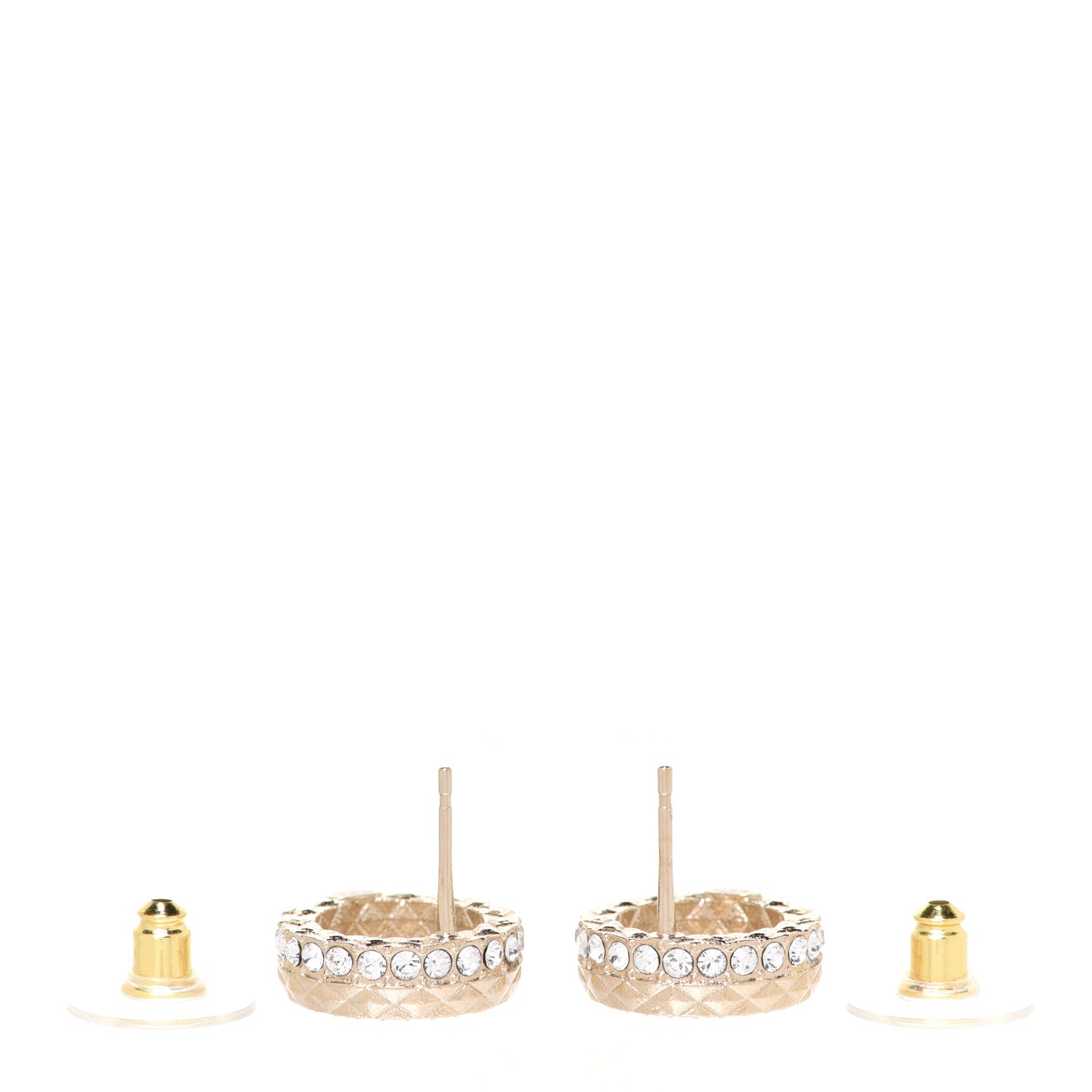 Chanel Crystal CC Round Earrings Gold 3 of 5