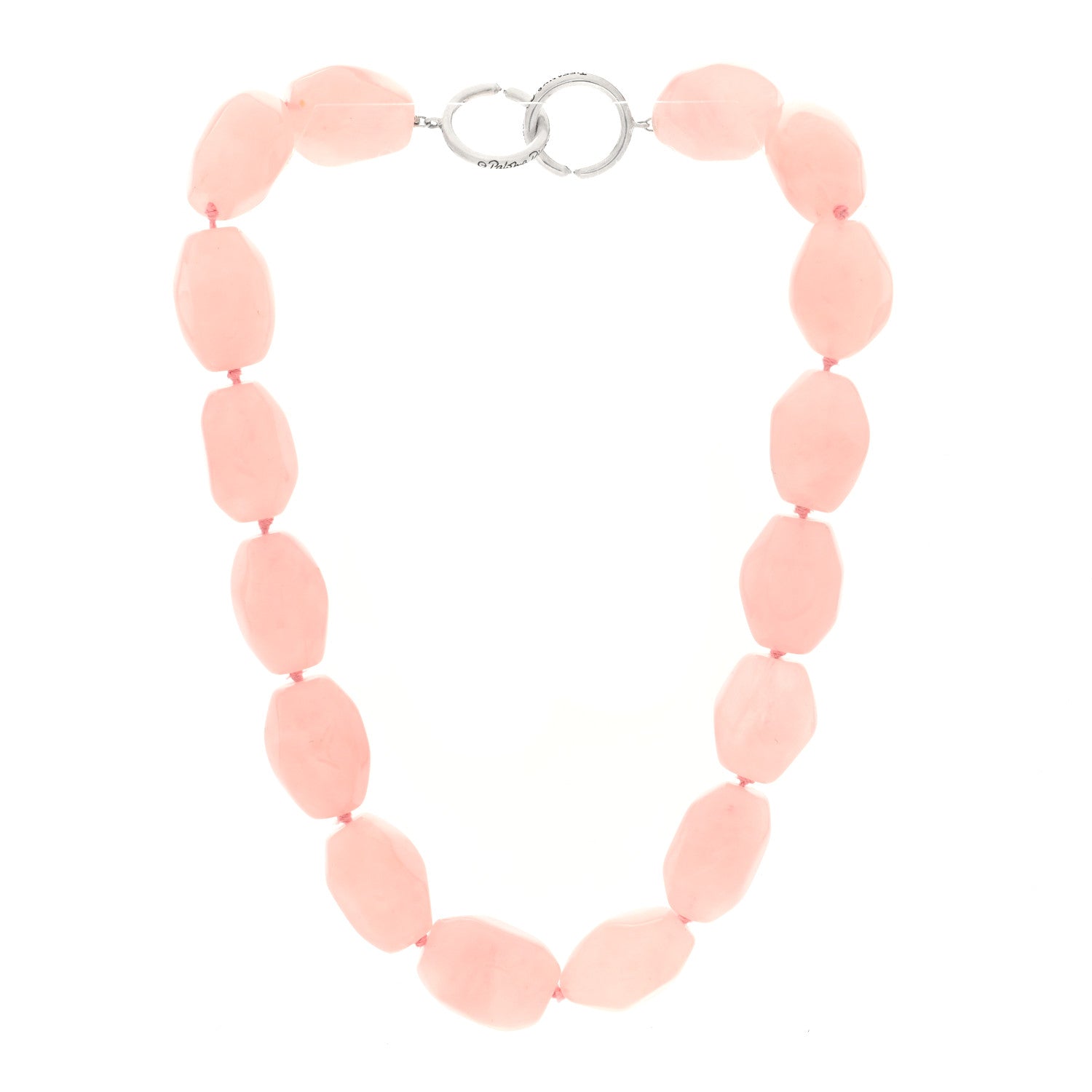 Tiffany Sterling Silver Rose Quartz Paloma Picasso Necklace 3 of 4