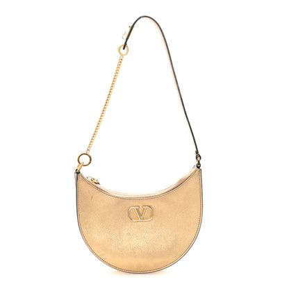 Valentino Garavani Metallic Grainy Calfskin Mini Vlogo Hobo Bag Gold 1 of 10