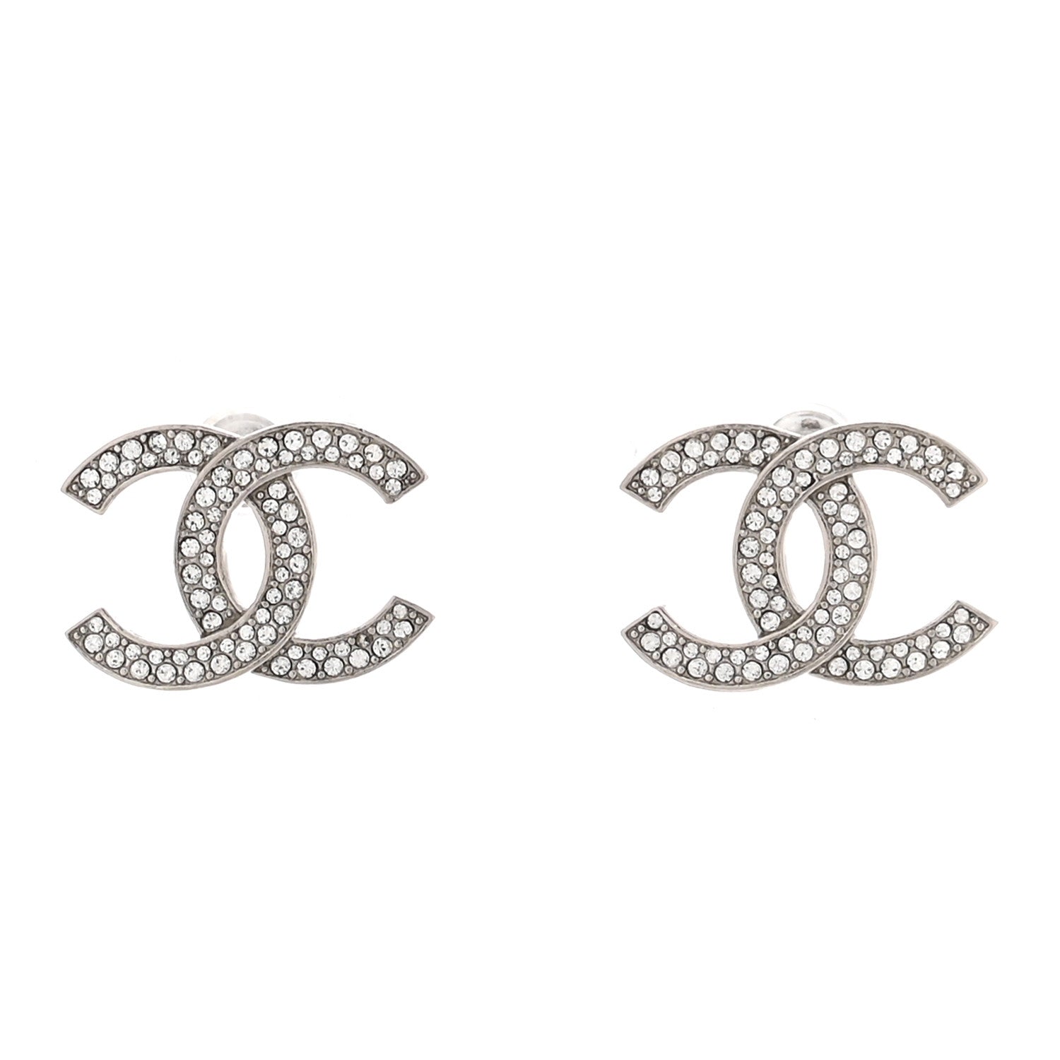 Chanel Crystal Palais Garnier CC Earrings Silver 1 of 6
