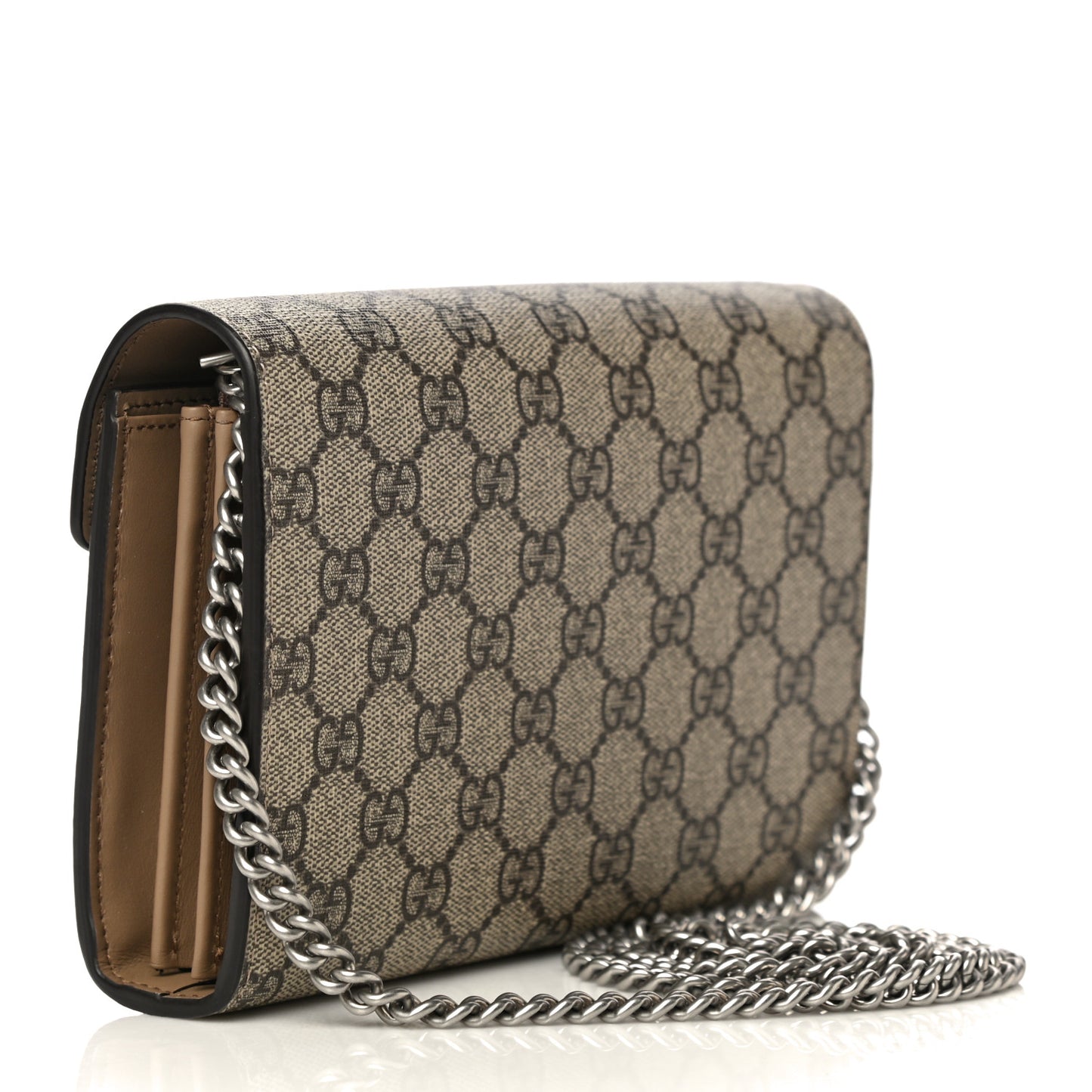 GG Supreme Monogram Mini Dionysus Chain Wallet Beige Taupe