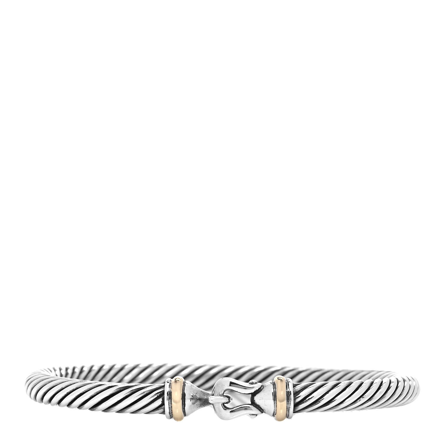 David Yurman Sterling Silver 18K Yellow Gold 5mm Cable Classic Buckle Bracelet 1 of 5