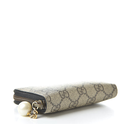 Gucci GG Supreme Monogram Pearl Zip Around Card Case Black 4 of 10