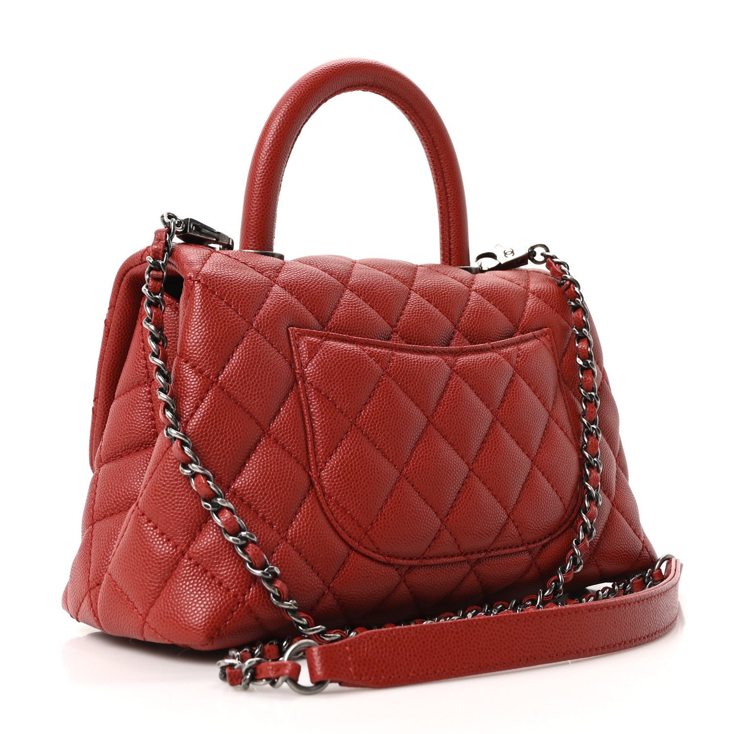 Chanel Caviar Quilted Mini Coco Handle Flap Red 3 of 10