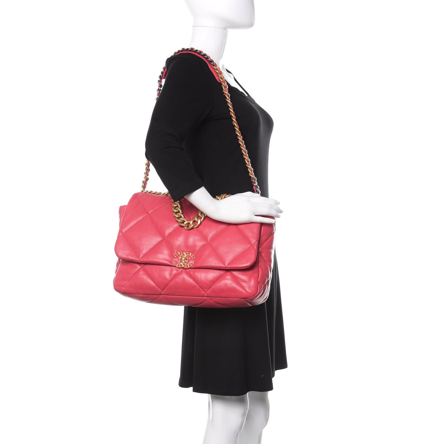Goatskin Quilted Maxi Chanel 19 Flap Pink
