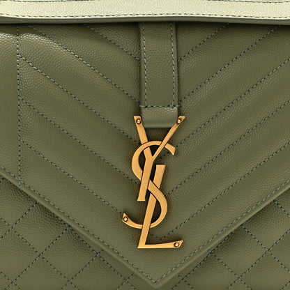 Saint Laurent Grain De Poudre Textured Mixed Matelasse Triquilt Medium Monogram Satchel Light Sage 8 of 10