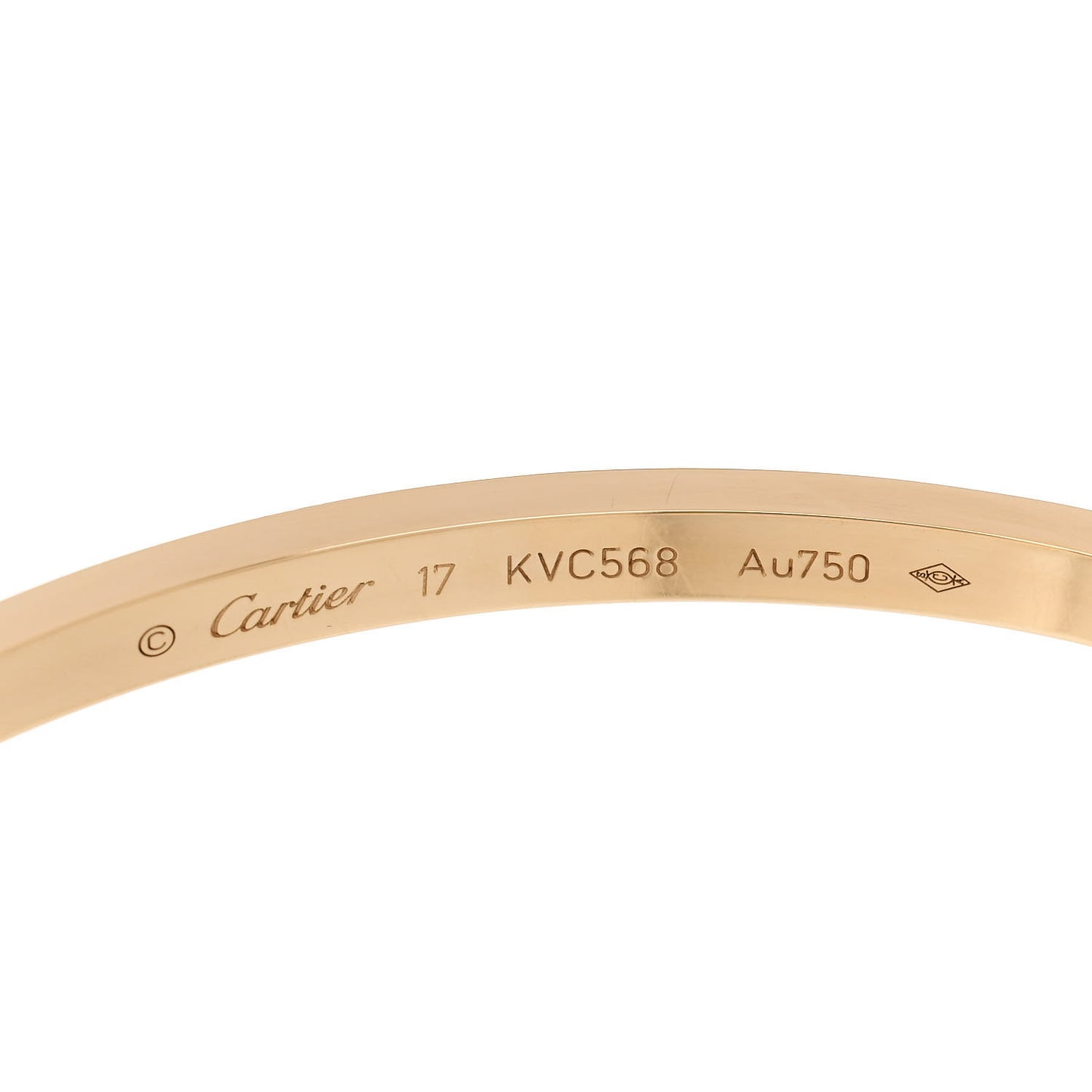 18K Yellow Gold 6 Diamond Small LOVE Bracelet 17