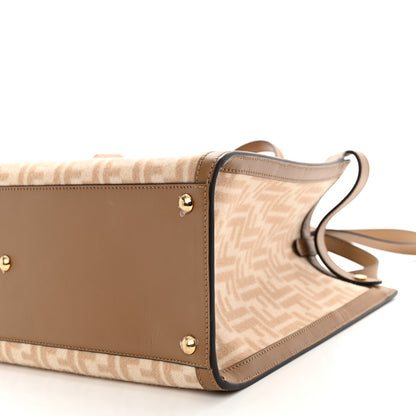 Fendi Wool Vitello King Seta FF 1974 Medium Peekaboo X-Tote Beige Cammello Sand 10 of 11