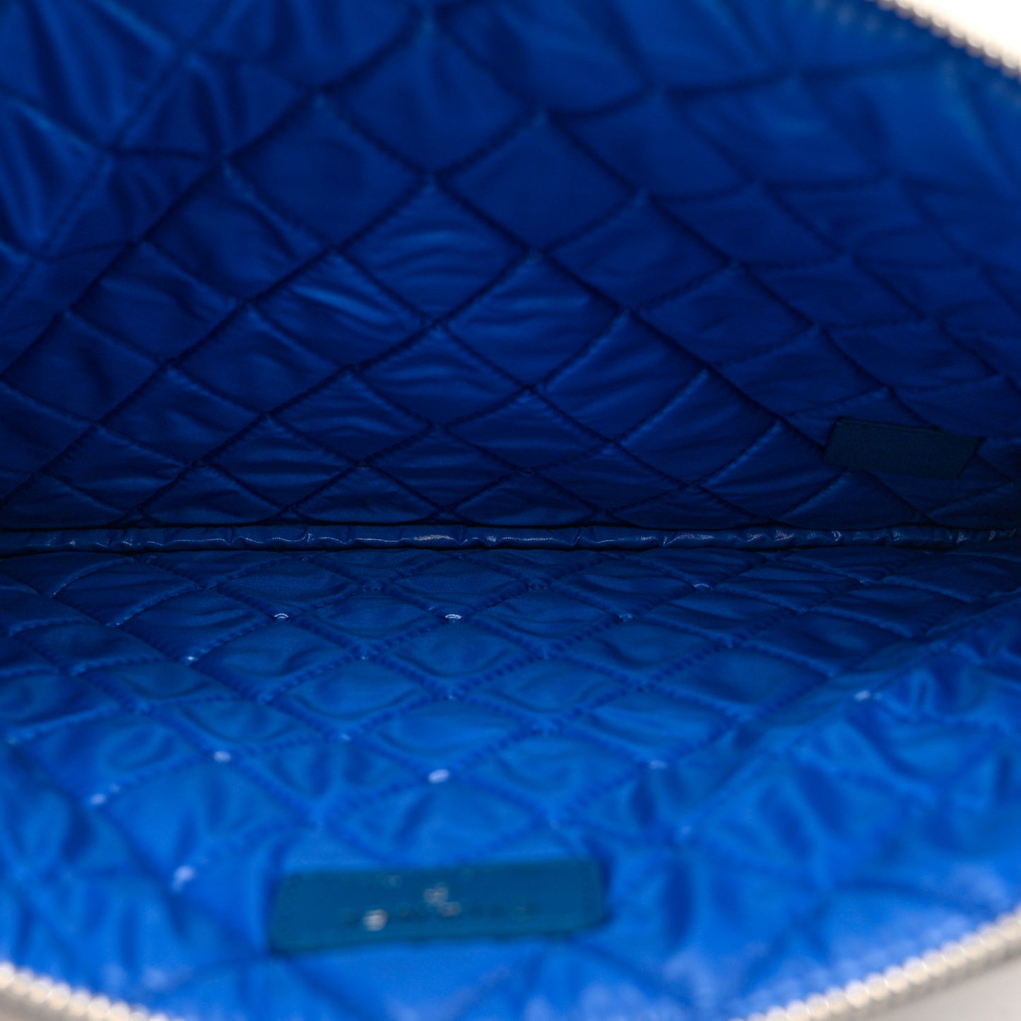 Metallic Lambskin Quilted Large Data Center Cosmetic Case Silver