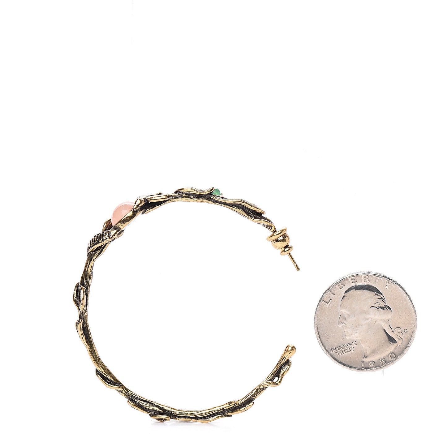Metal Resin J'Adior Hoop Earrings Aged Gold