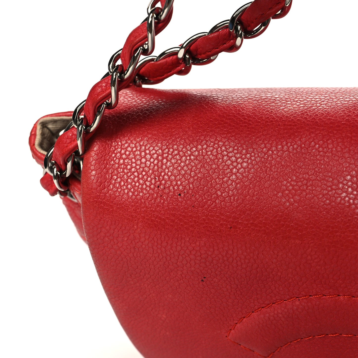 Caviar Half Moon Flap Red