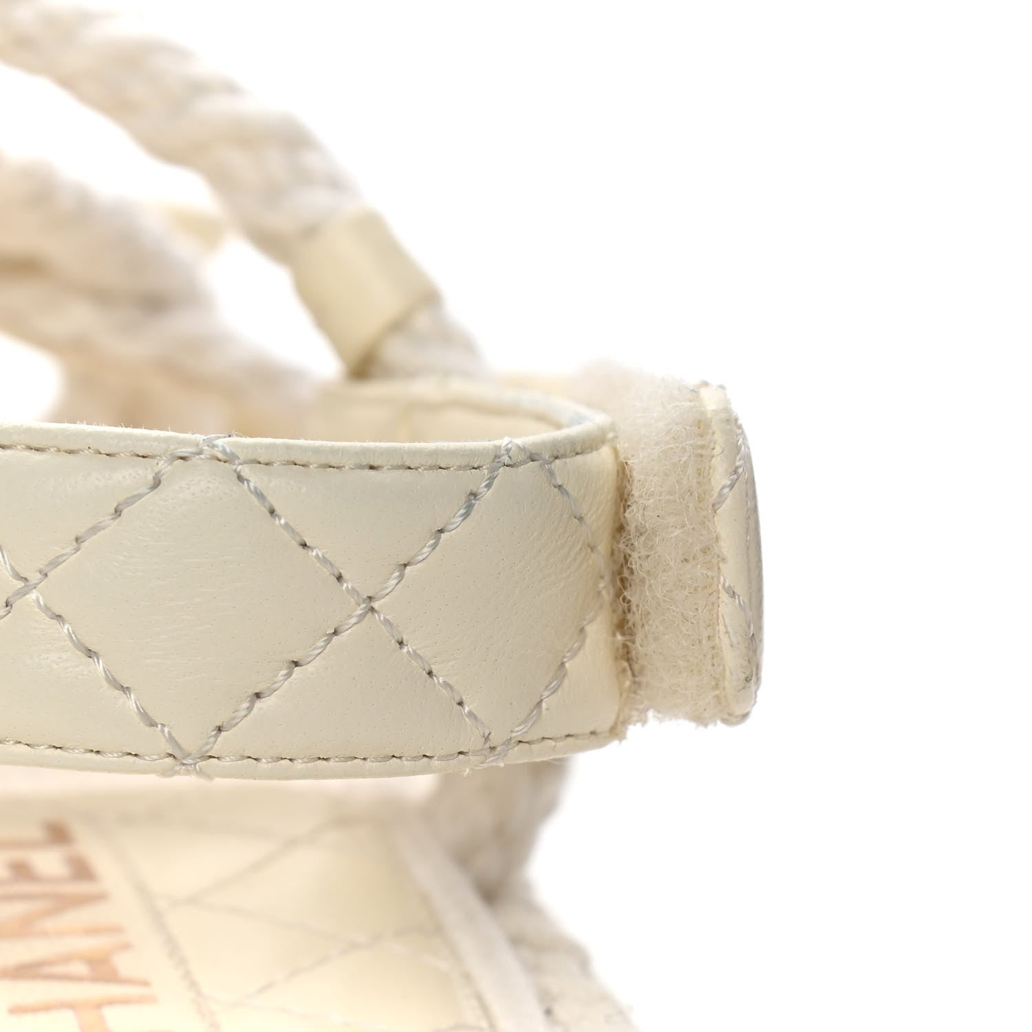 Chanel Cord Lambskin Quilted Logo Sandals 38 Ivory 10 of 11