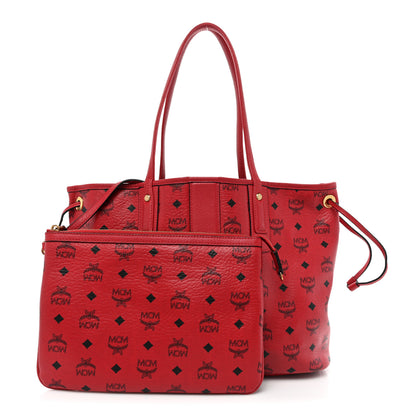 MCM Visetos Medium Liz Reversible Shopper Tote Ruby Red 3 of 31