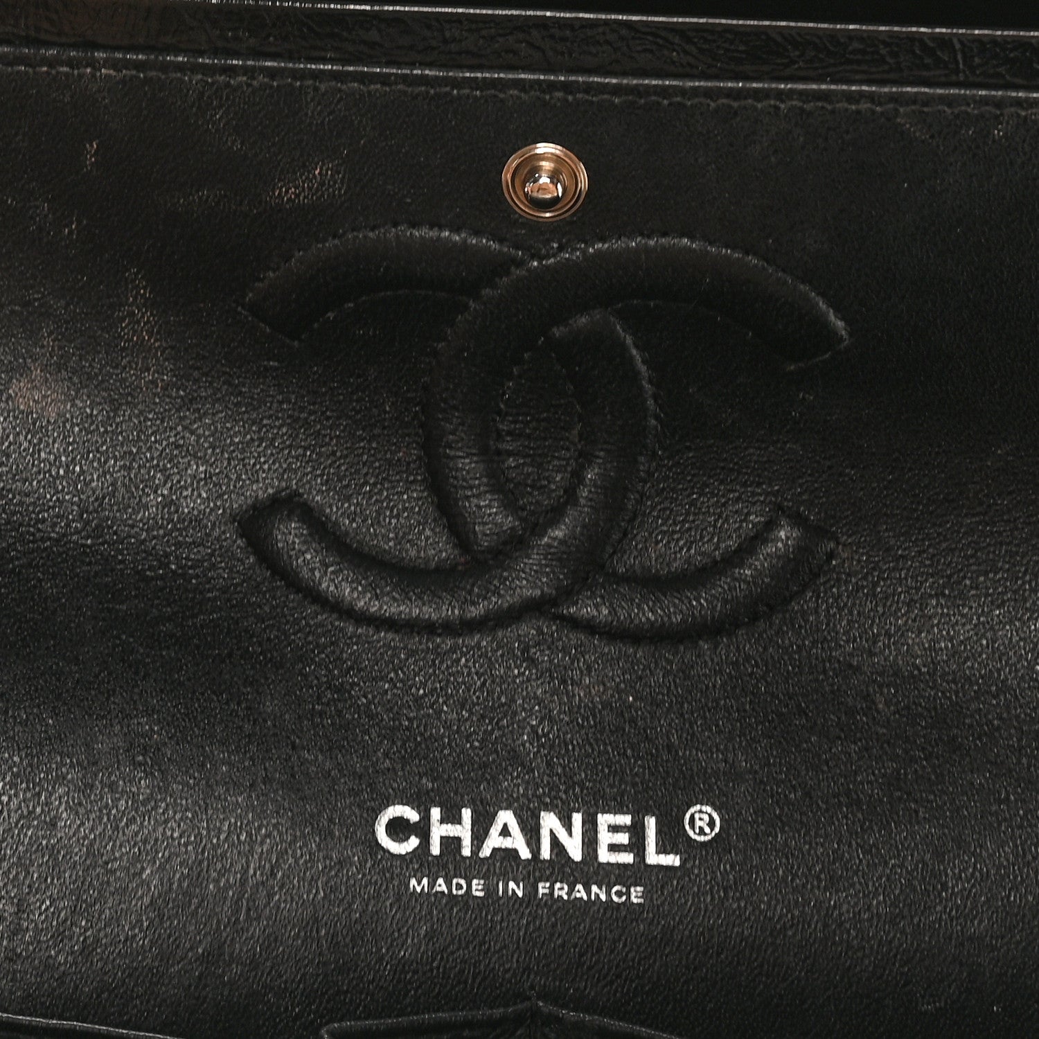 Chanel Shiny Crumpled Calfskin Quilted Medium Double Flap So Black 11 of 11
