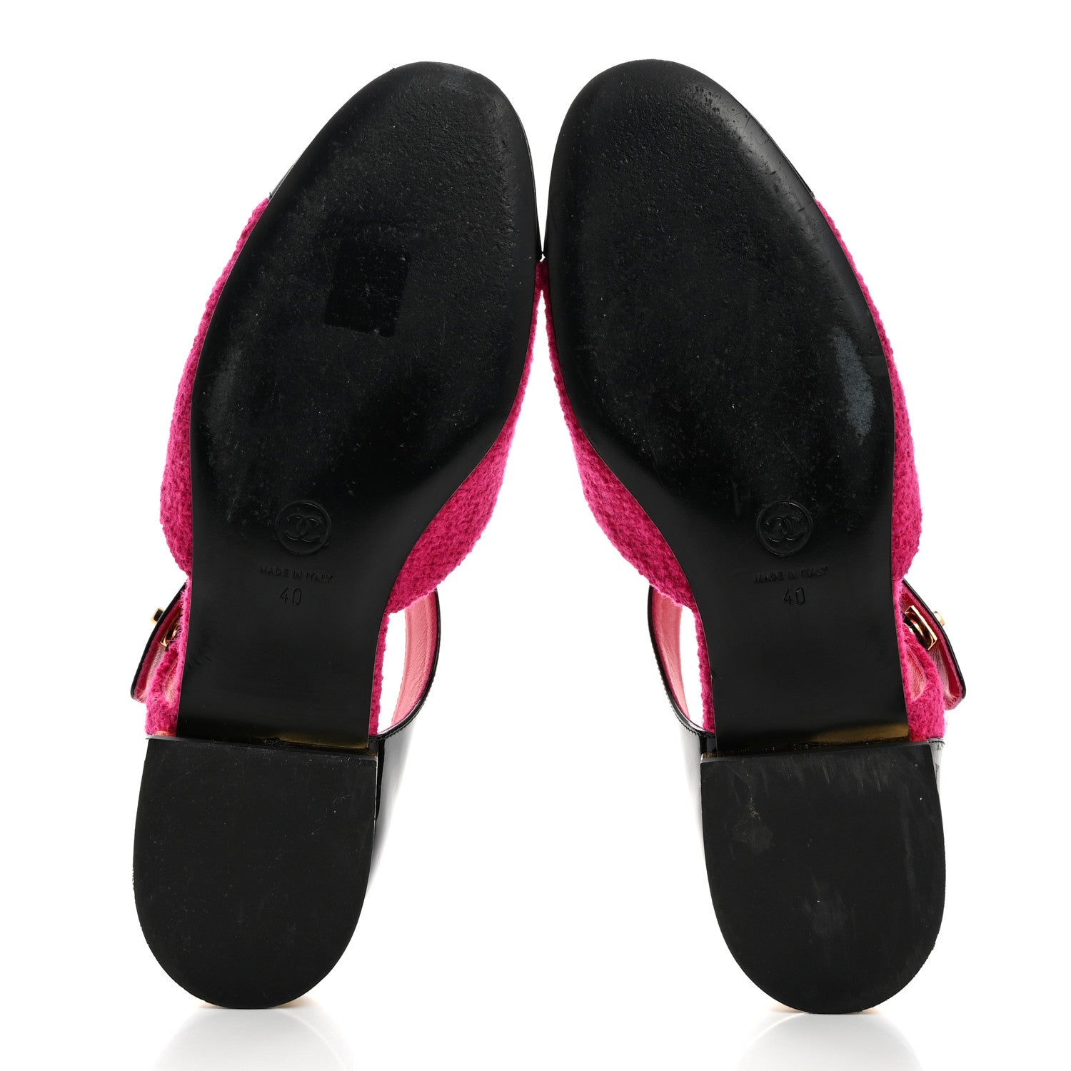Chanel Tweed Patent Cap Toe Ballerina Flats 40 Dark Pink Black 5 of 9
