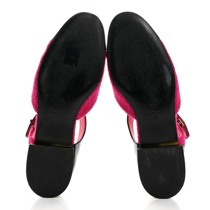Chanel Tweed Patent Cap Toe Ballerina Flats 40 Dark Pink Black 5 of 9