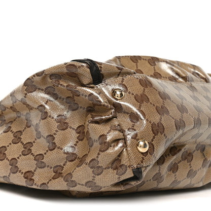 Gucci Crystal Monogram Large D Gold Ring Tote Dark Brown 9 of 10
