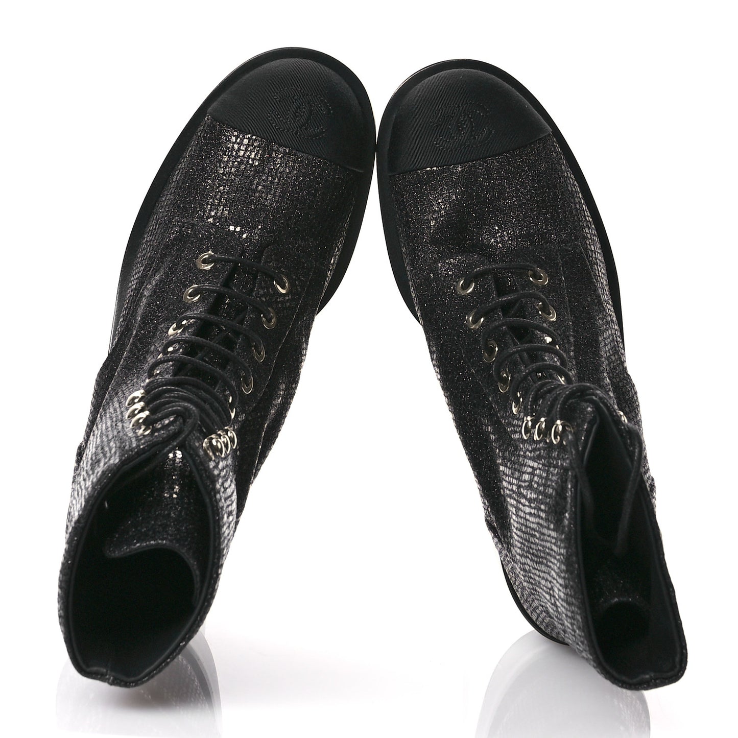 Fabric Crossgrain Cap Toe Combat Boots 38.5 Black