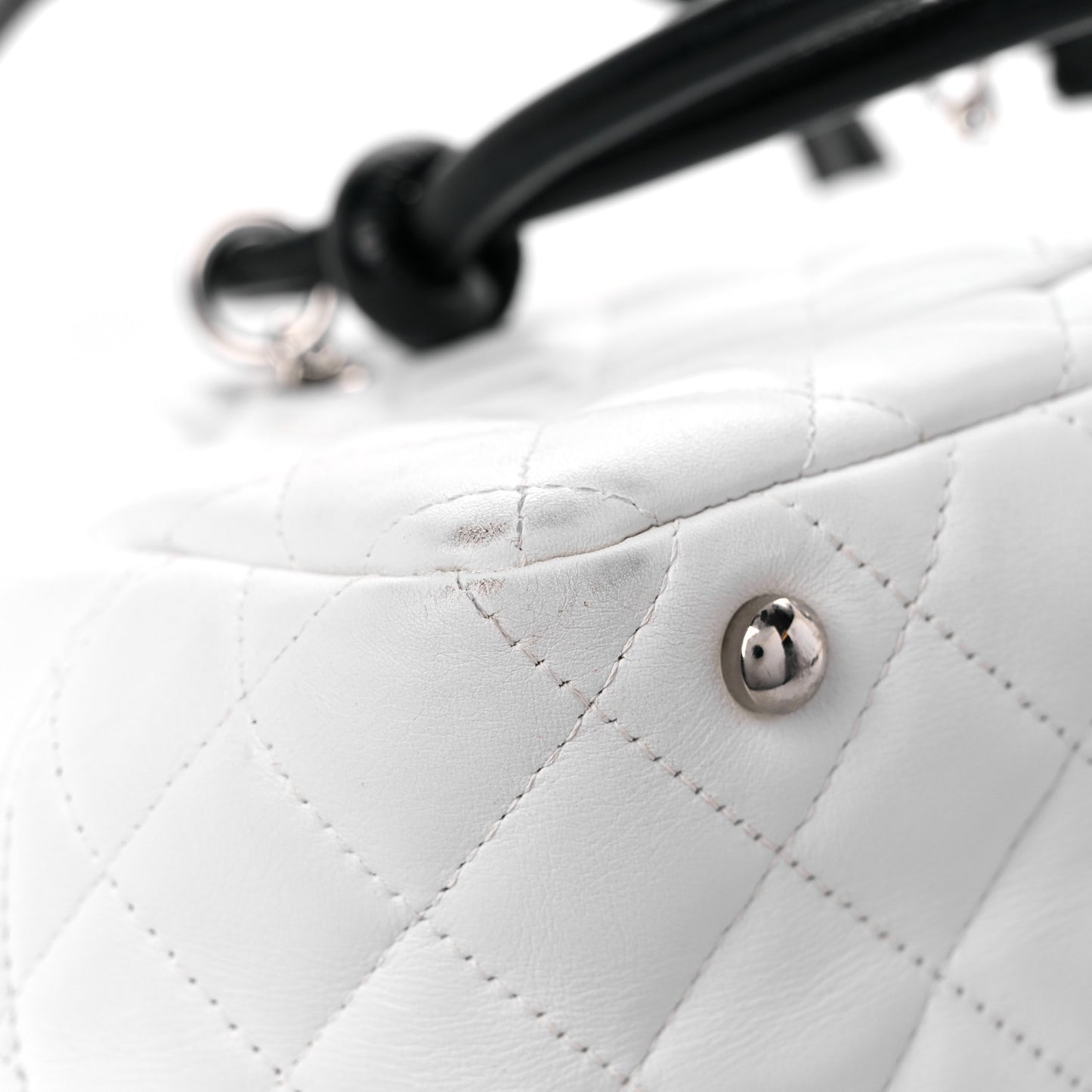 Calfskin Quilted Large Cambon Bowler White Black