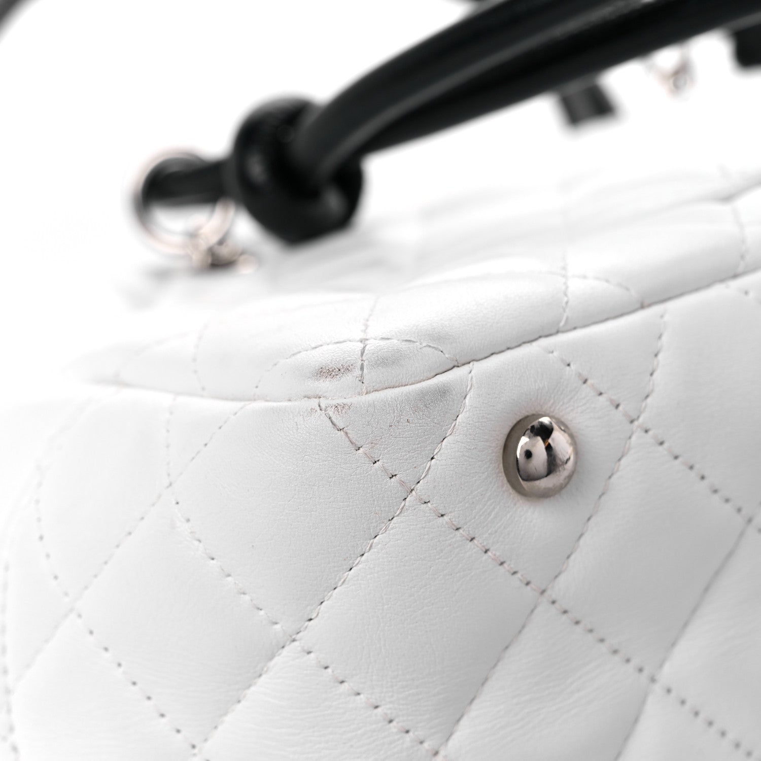 Chanel Calfskin Quilted Large Cambon Bowler White Black 9 of 18