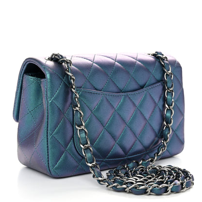 Chanel Iridescent Lambskin Quilted Mini Rectangular Flap Turquoise 3 of 11