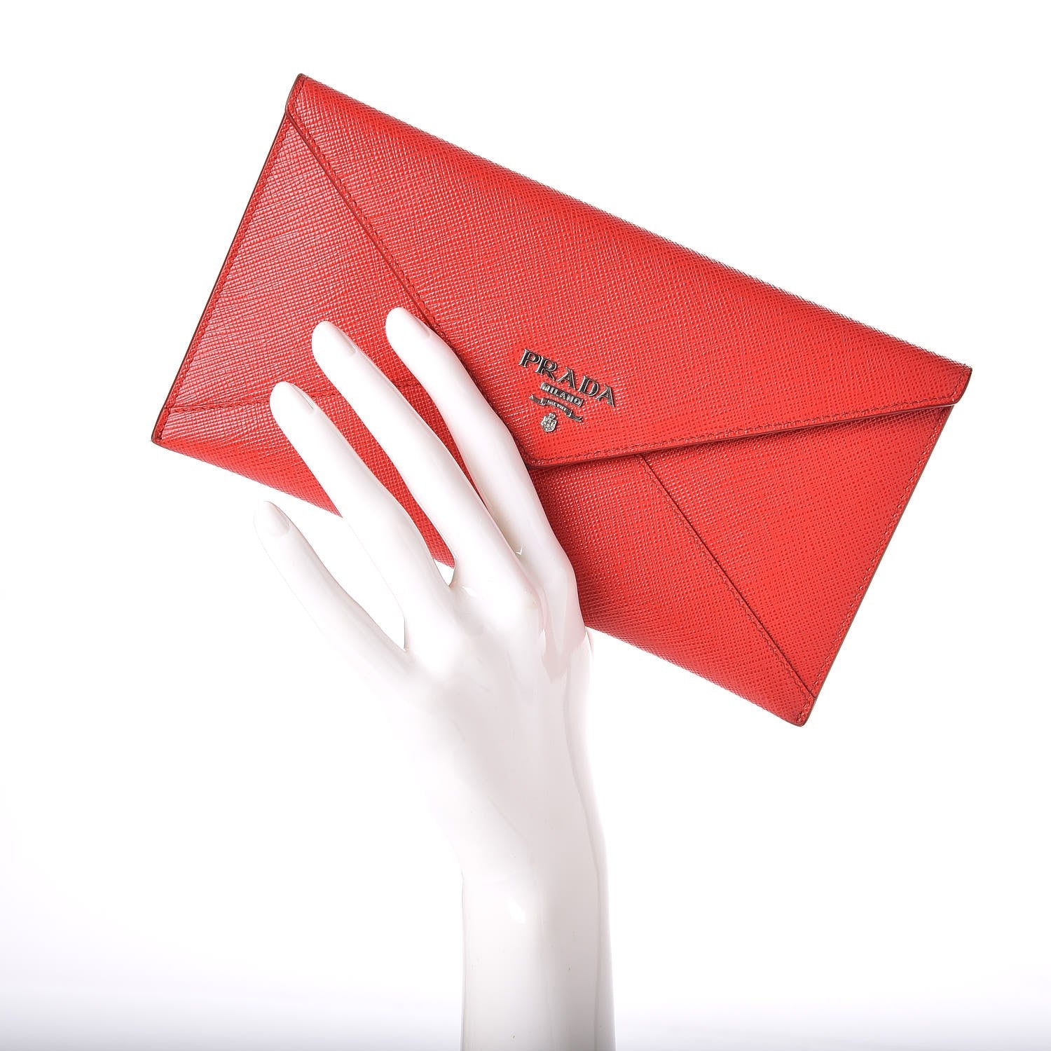 Prada Saffiano Metal Envelope Wallet Red 2 of 6