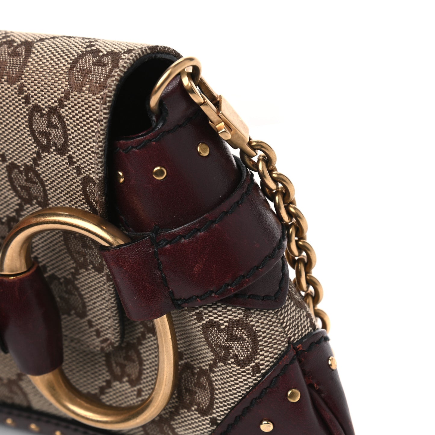 Monogram Studded Horsebit Clutch Bordeaux