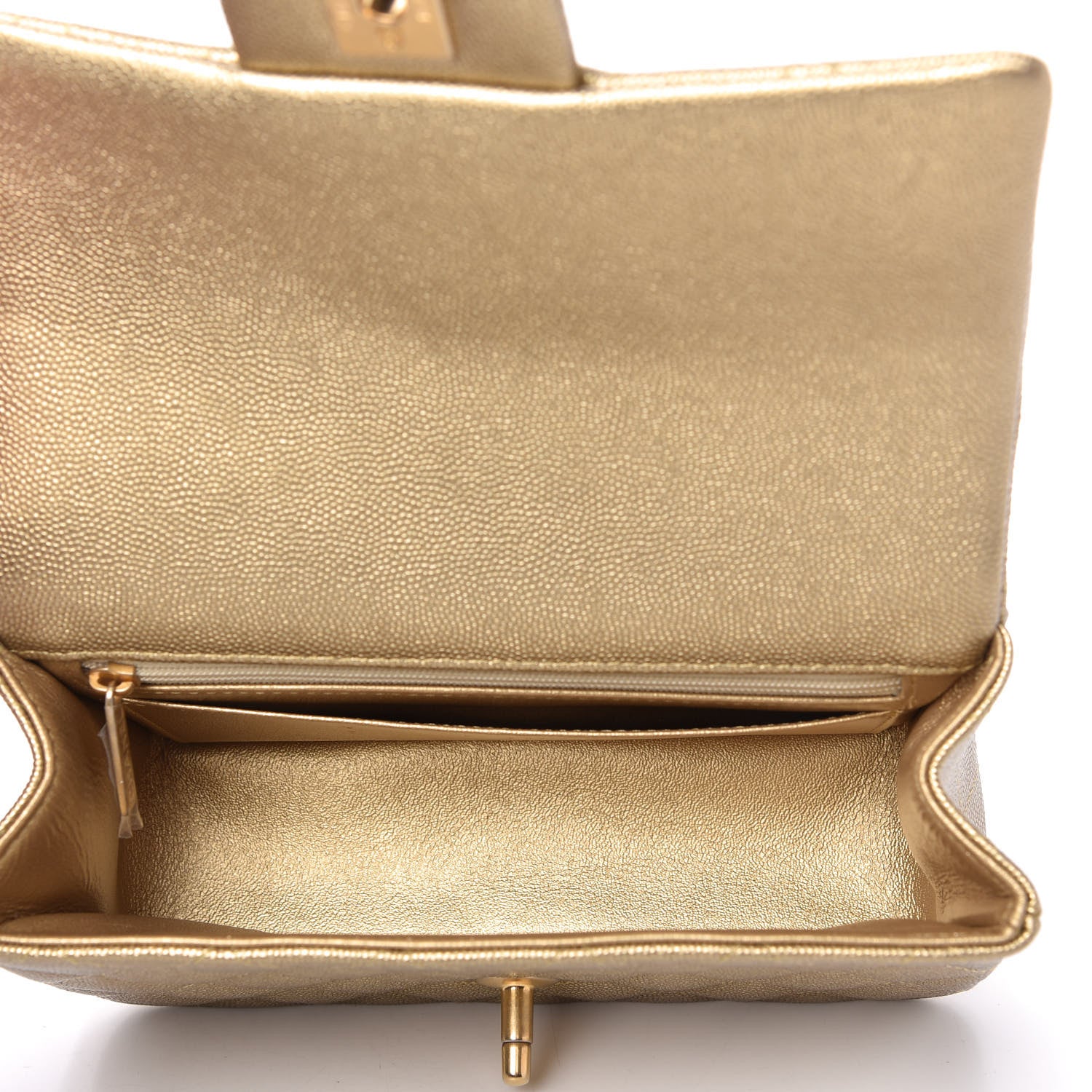 Chanel Metallic Caviar Quilted Mini Top Handle Rectangular Flap Gold 5 of 10