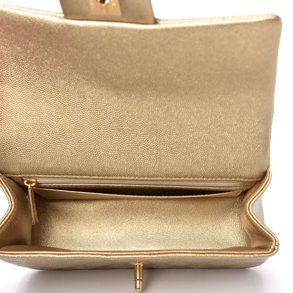 Chanel Metallic Caviar Quilted Mini Top Handle Rectangular Flap Gold 5 of 10