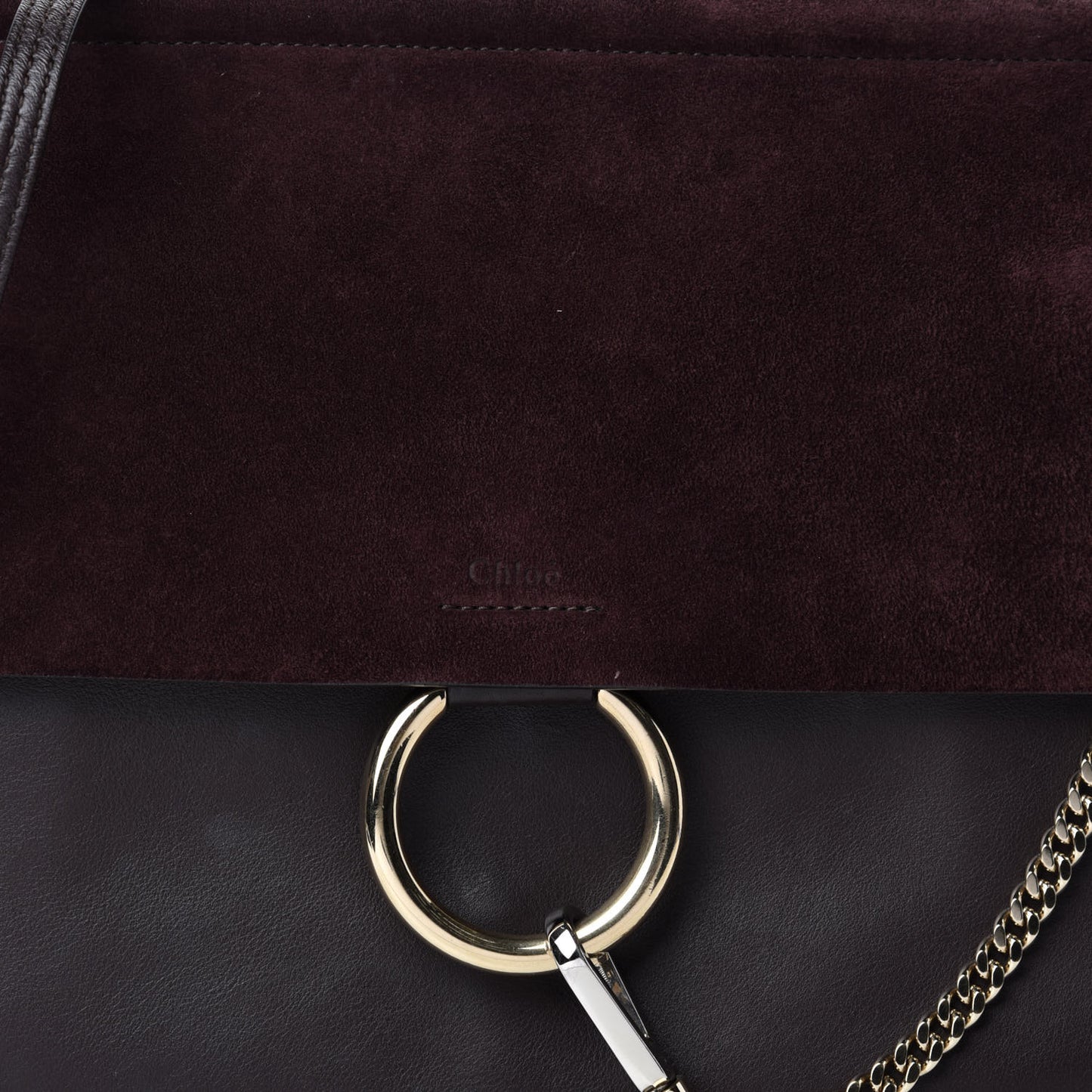 Suede Calfskin Medium Faye Shoulder Bag Dark Purple