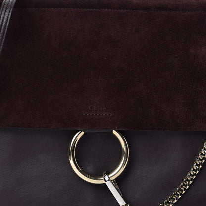Chloe Suede Calfskin Medium Faye Shoulder Bag Dark Purple 10 of 10