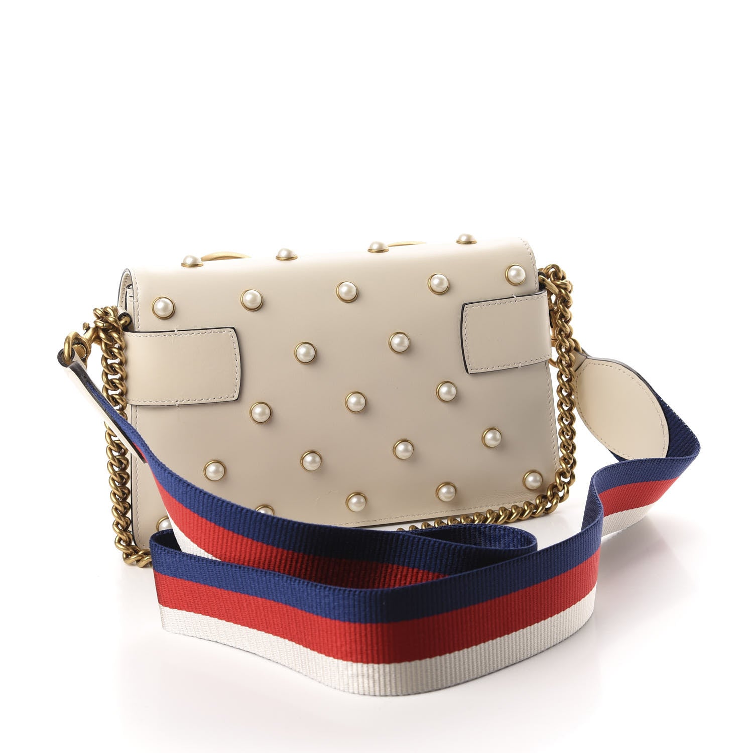 Gucci Nappa Pearl Studded Mini Queen Margaret Broadway Shoulder Bag Mystic White 3 of 10