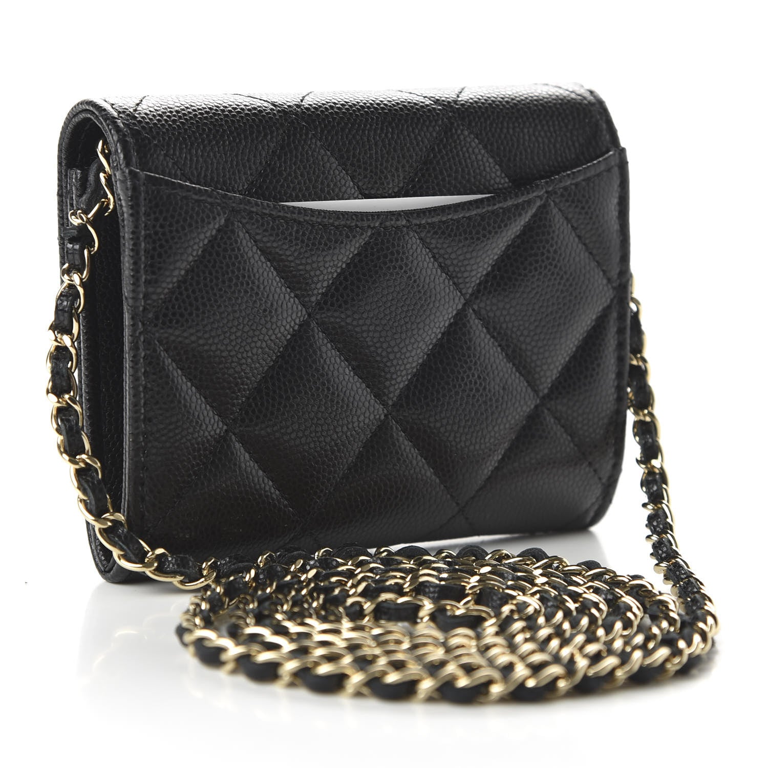 Chanel Caviar Quilted Flap Card Holder On Chain Black 3 of 11