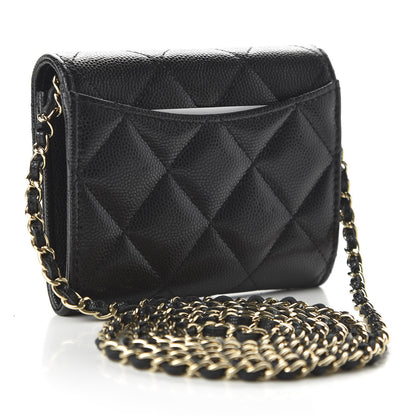 Chanel Caviar Quilted Flap Card Holder On Chain Black 3 of 11