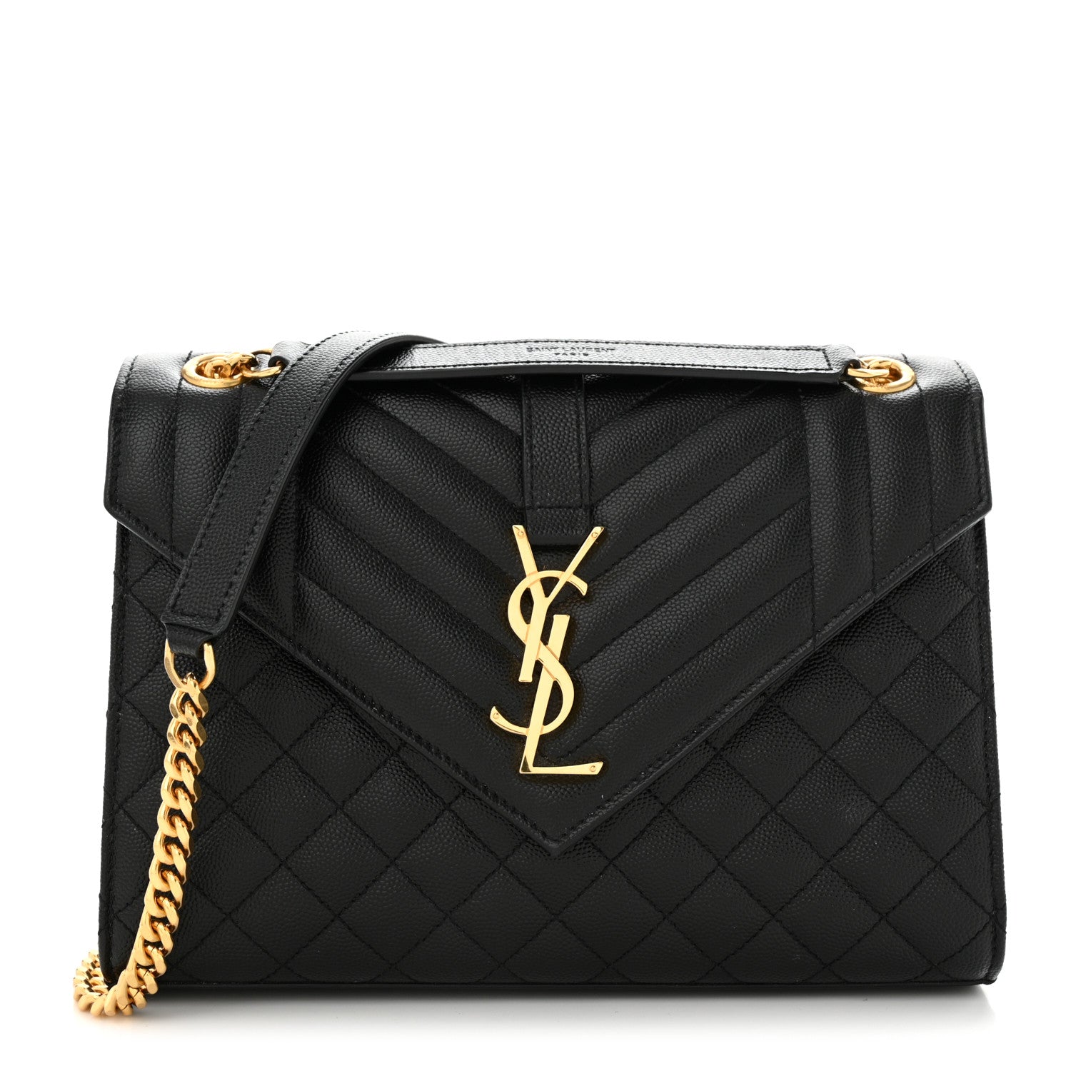 Saint Laurent Grain De Poudre Textured Mixed Matelasse Triquilt Medium Monogram Satchel Black 1 of 13